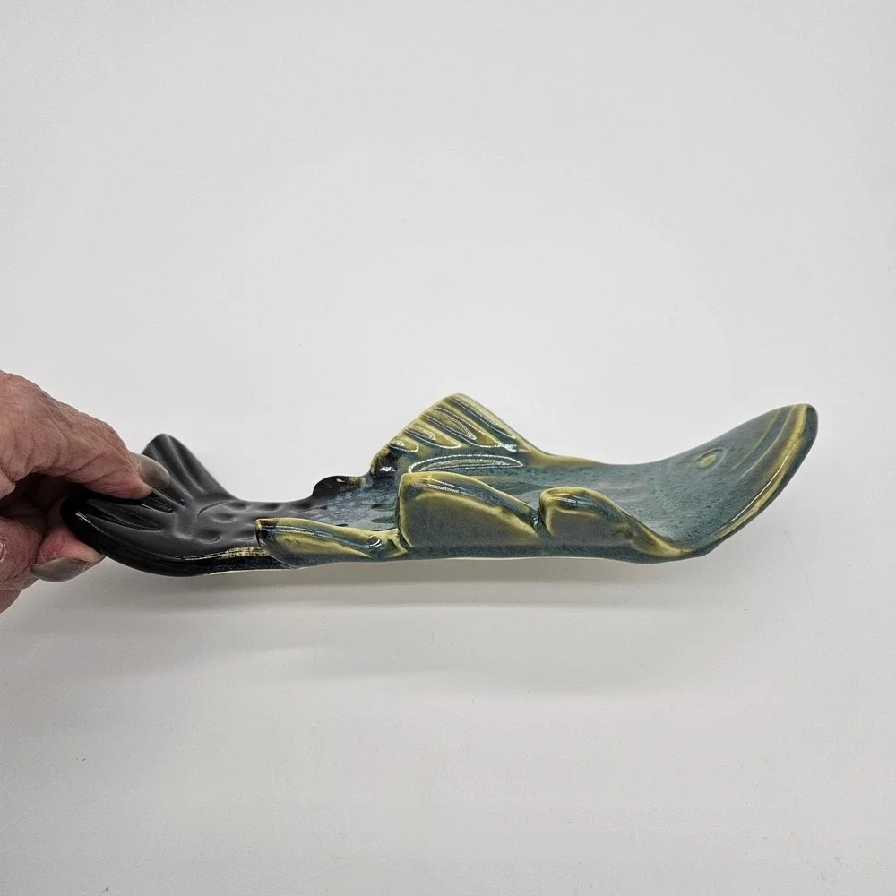 Handmade & Painted Clay Fish Decor/tray Signed Cabin Chic
